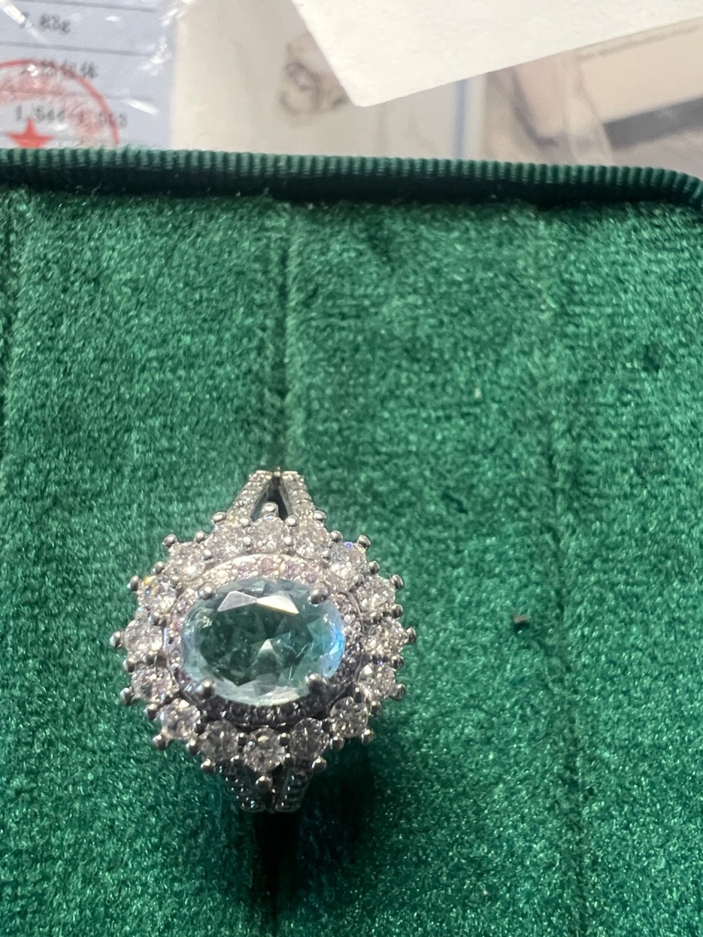 Sterling Silver Aquamarine Halo Ring - Light Blue size 8 silver s925